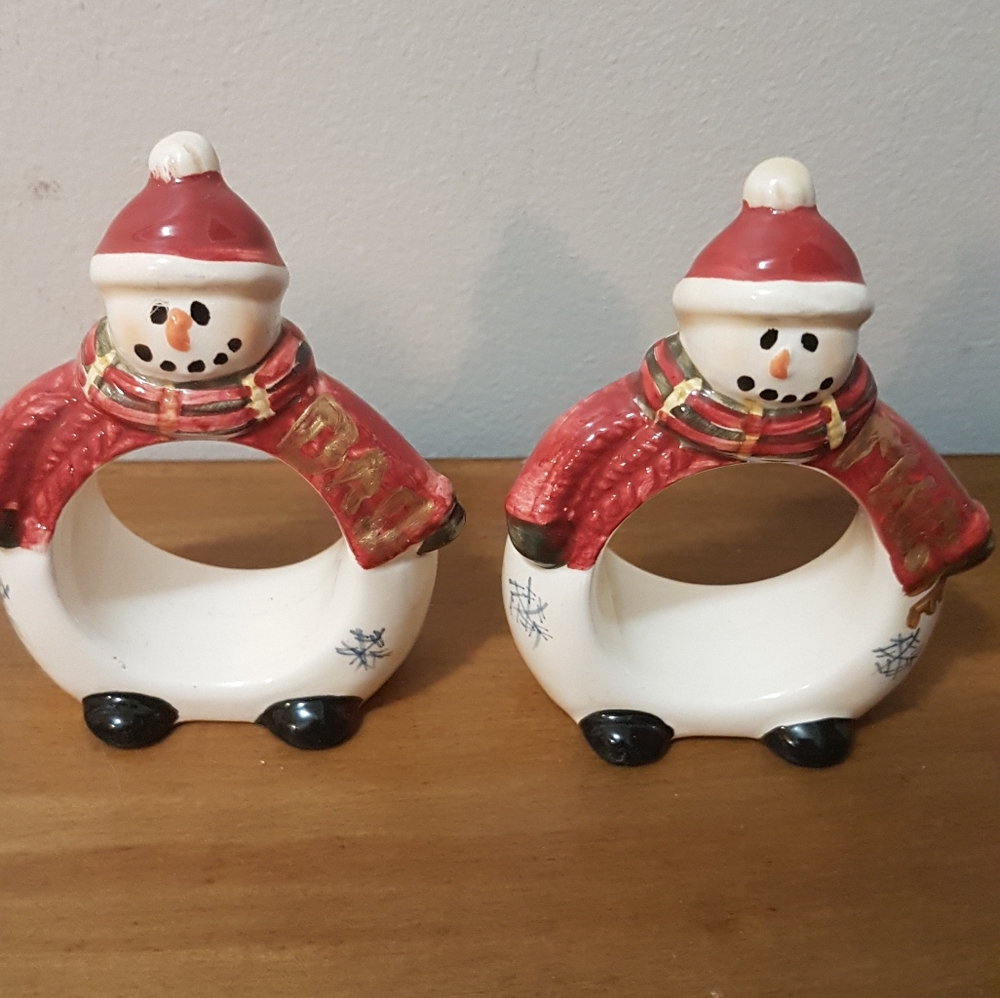 Pair of snowman napkin rings